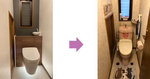 橿原市のトイレリフォーム施工ビフォーアフターの様子