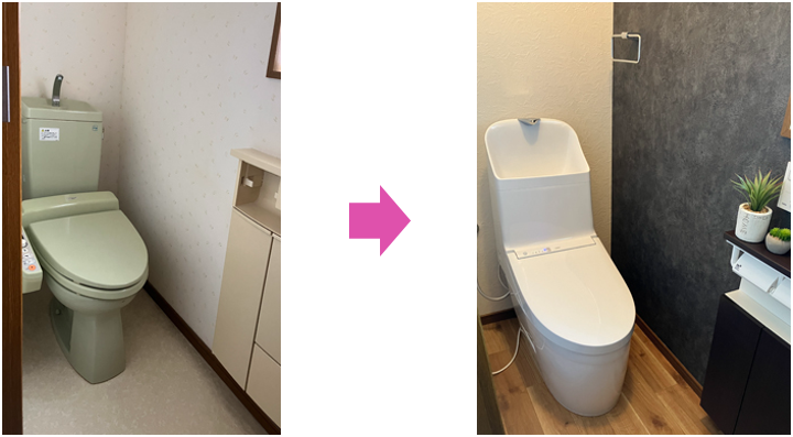 橿原市でのトイレリフォーム施工後。明るく清潔感のある空間に生まれ変わりました。